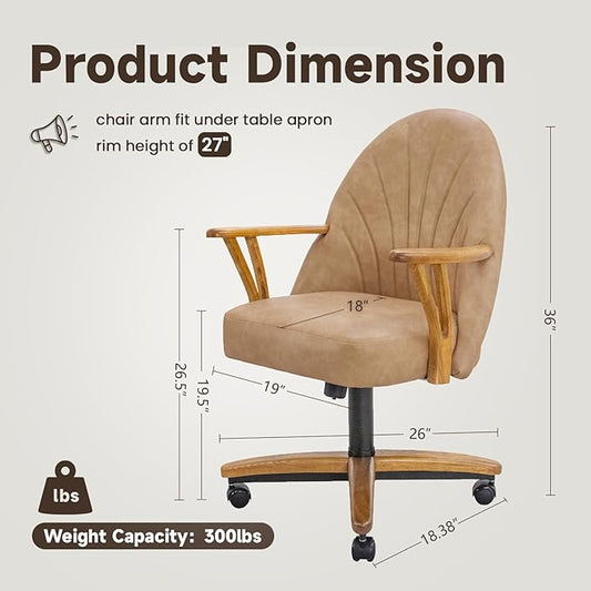 Chromcraft Caster Swivel Tilt Dining Chairs, PU Leather Chairs with Soft Wheels, Ultra Comfy Sturdy Kitchen Room Chairs, Rolling Chair on Wheels for Home (Ivanhoe NPL Nude)