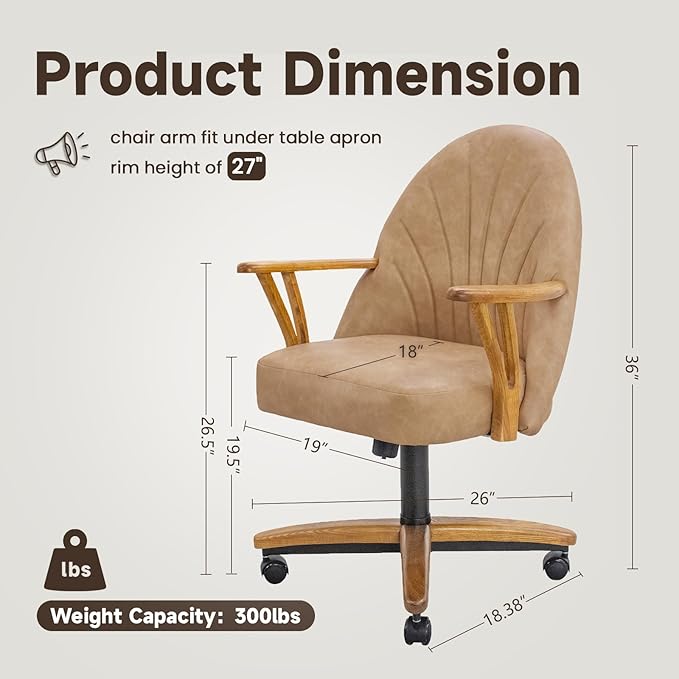 Chromcraft Set of 2 Caster Swivel Tilt Dining Chairs, PU Leather Chairs with Soft Wheels, Ultra Comfy Sturdy Kitchen Room Chairs, Rolling Chair on Wheels for Home (Ivanhoe NPL Nude)