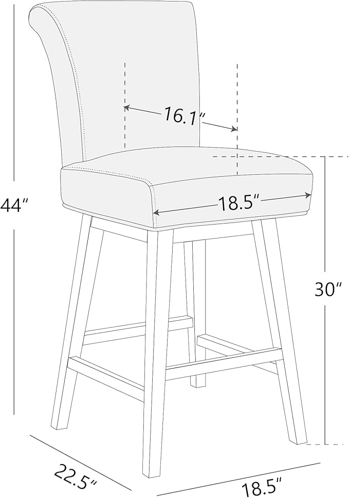 CHITA 30 Inch Counter Height Swivel Bar Stools Set of 2, FSC Certified Modern Upholstered Faux Leather Swivel Barstool Chairs with Back, Black