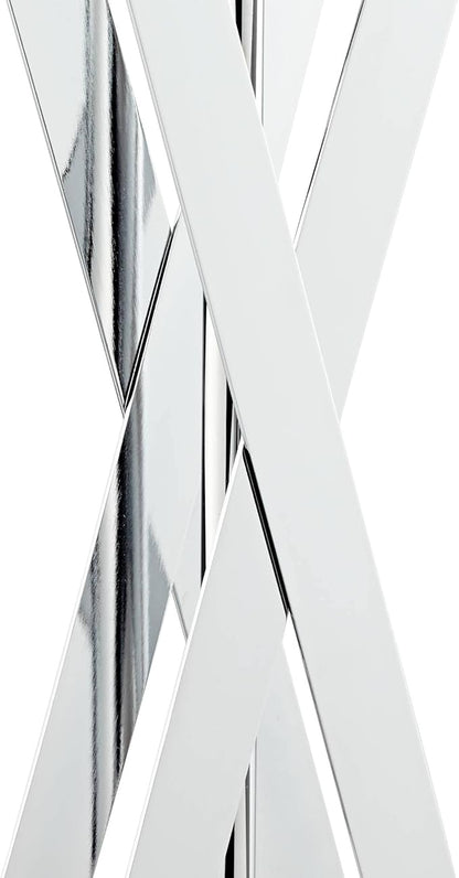Possini Euro Design Proxima Modern Table Lamp 28" Tall Chrome Silver Crisscrossing Metal Sheer Outer White Inner Rectangular Shade for Bedroom Living Room House Bedside Nightstand Office Family