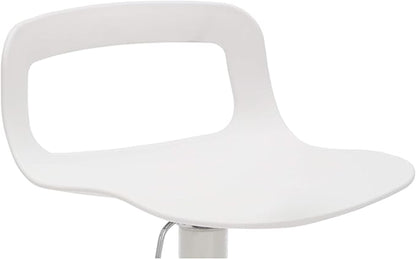NOBPEINT Contemporary Chrome Air Lift Adjustable Swivel Bar Stool, Set of 4, White