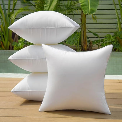 22 x 22 Outdoor Pillow Insert Pack of 4 Patio Furniture Pillows Cushion Waterproof Square Throw Pillow Inserts Decorative Couch Pillow Inserts White Sofa Sham Cushion Stuffer