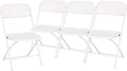 Flash Furniture Hercules Series Big & Tall Stackable Plastic Folding Chairs, Extra Wide Commercial Event Seats, Set of 4, White