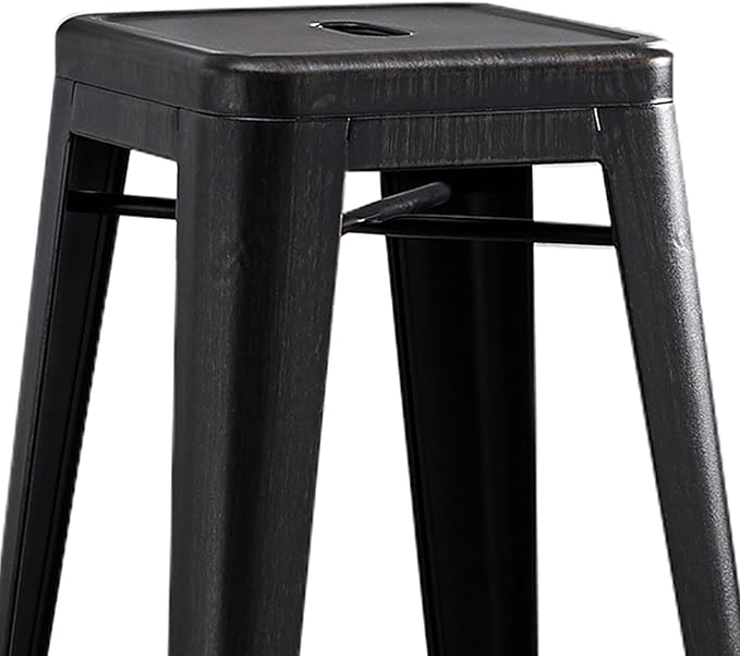 AC Pacific 30” Metal Backless Barstool Set of 2 – Country Rustic Style, Lightweight & Sturdy Build, Easy Assembly – Midnight
