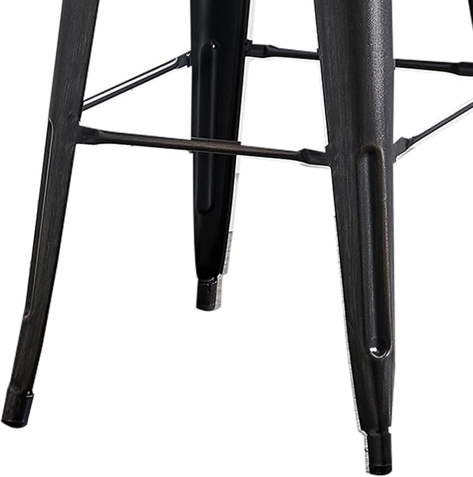 AC Pacific 30” Metal Barstool Set of 2 – Country Rustic Style with Low Back, Lightweight & Sturdy Build, Easy Assembly – Distressed Black