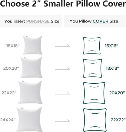 Acanva 24x24 Throw Pillow Inserts Set of 4, Premium Polyester Fiber Fill Square Sham Stuffer Cushion for Sofa, Bed, Couch and Chair, Machine Washable, 24x24 Inch(for 22x22 Cover), White 4 Count
