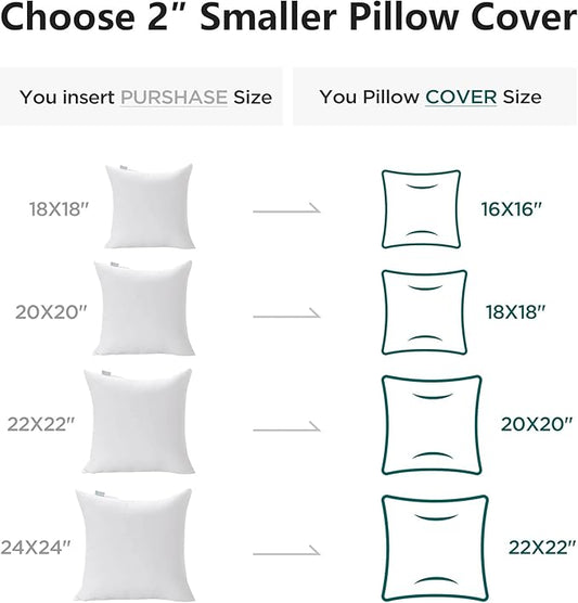 Acanva 28x28 Throw Pillow Inserts Set of 2, Premium Polyester Fiber Fill Square Sham Stuffer Cushion for Sofa, Bed, Couch and Chair, Machine Washable, White