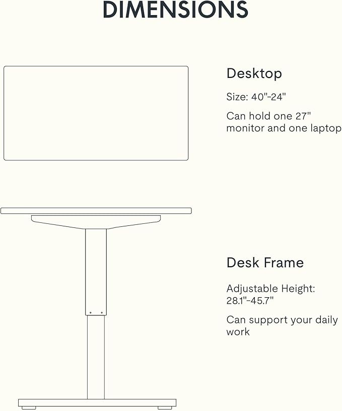 FLEXISPOT EN1 One-Piece Adjustable Stand Up Desk - Electric Height Adjustable, 40 x 24 Inches (Silver Frame, Mahogany Top, 2 Packages)