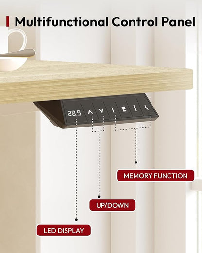 SANODESK Standing Desk Height Adjustable Electric Stand up Desk 63x32 Inches Sit Stand Home Office with Splice Board, White Frame/White Wood Grain