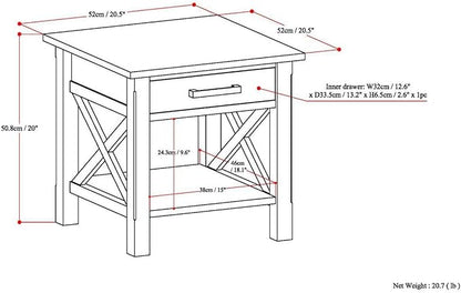 SIMPLIHOME Kitchener SOLID WOOD 21 Inch Wide Square Contemporary End Side Table in Fog Grey, For the Living Room and Bedroom
