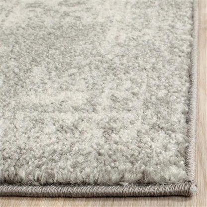 SAFAVIEH Evoke Collection Area Rug - 6'7" Square, Silver & Ivory, Distressed Design, Non-Shedding & Easy to Clean, Ideal for Living Room, Bedroom, Dining Space (EVK256S)