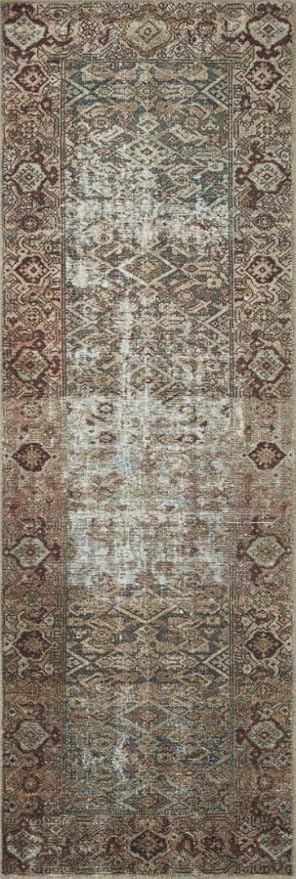 Loloi Amber Lewis Georgie Collection GER-07 Moss/Salmon 3'-0" x 12'-0", .19" Pile Height, Runner Rug