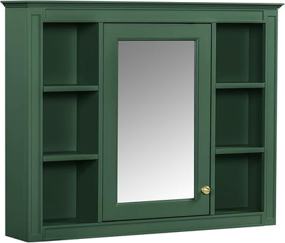 Bathroom Wall Cabinet with Mirror, 35'' x 27.5'' Medicine Cabinet with Mirror Door and Adjustable Shelves, Over Toilet Storage Cabinet, Wall-Mounted Bathroom Mirrors for Over Sink with Storage
