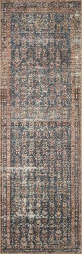 Loloi Amber Lewis Billie Collection, Ocean & Brick 7'-6" x 9'-6" Area Rug – Antique & Distressed Accent Rugs for Living Room, Bedroom, Entryway & Hallway, No Shed High Traffic Area Home Decor Rug