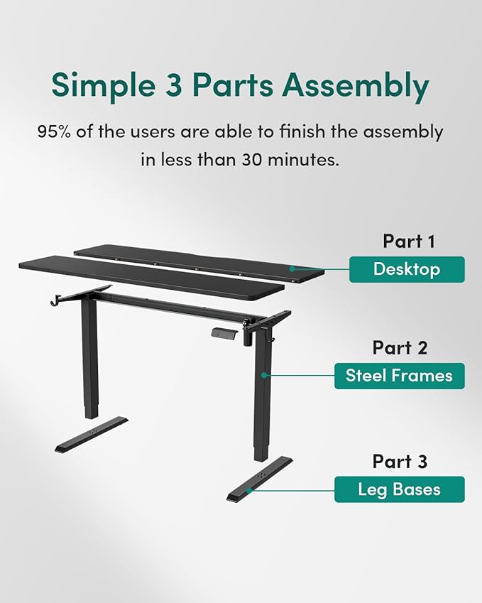 CubiCubi 48 x 24 Inches Electric Standing Desk, Height Adjustable Sit to Stand Desk, Home Office Table with Splice Board, Black