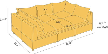 VANOMi Modular Sectional Sofa, 6 Seater Sleeper Sectional Sofa Modular Sectional Couch for Living Room, Sofa Bed-M