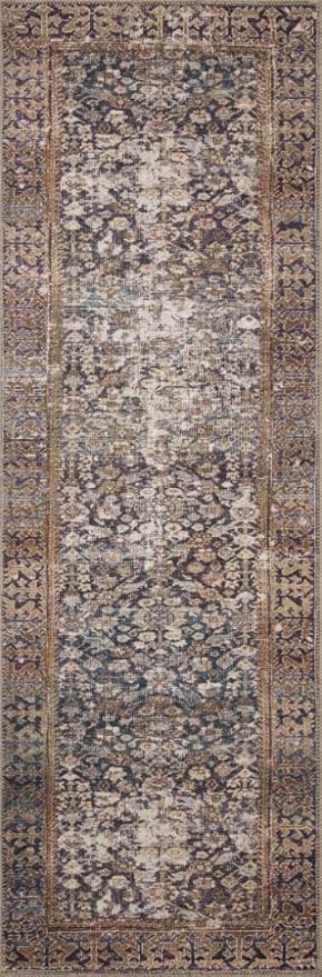 Loloi Amber Lewis Georgie Collection GER-05 Denim/Spice 2'-0" x 5'-0", .19" Pile Height, Accent Rug