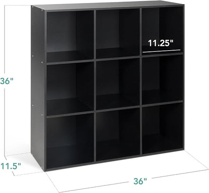 Best Choice Products 9-Cube Storage Organizer, 11in Shelf Opening, Bookcase, Display Shelf, Customizable w/ 3 Removable Back Panels - Black