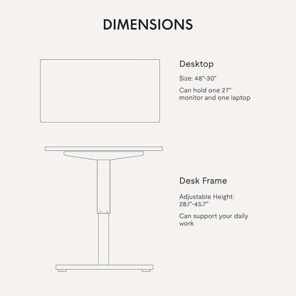 FLEXISPOT EN1 Whole-Piece Standing Desk, 48x30 Electric Sit Stand Desk for Home Office (Black Frame + Rustic Top, 2 Packages)