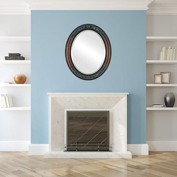 OVALCREST Oval Beveled Wall Mirror for Home Decor - Florence Style - Rosewood - 40" x 28"