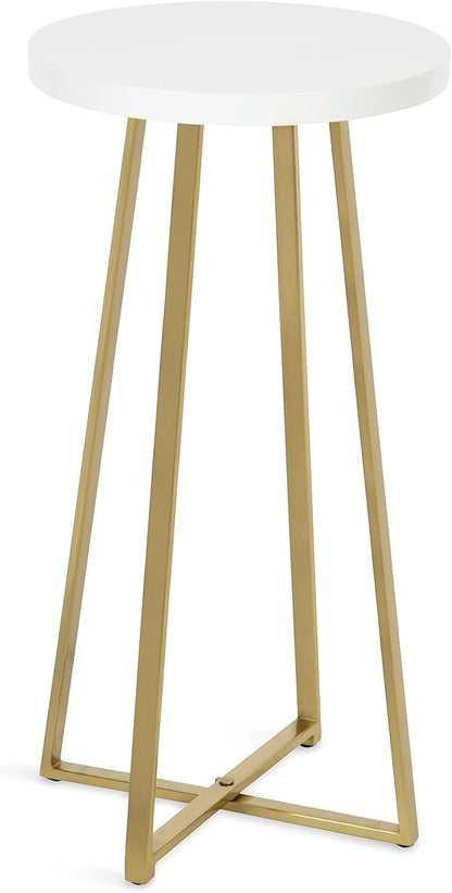 Kate and Laurel Zia Modern Counter Stool; 13 x 13 x 25; White and Gold; Decorative Contemporary Stool for Kitchen