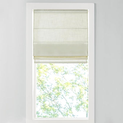 Madison Park Kyler Cordless Roman Shades - Single Panel, Lightweight Linen Blend Fabric, Natural Design, Easy Installation, Light Filtering Window Blind, Bedroom, Living Room Decor 29"W x 64"H Ivory