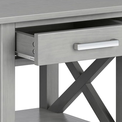 SIMPLIHOME Kitchener SOLID WOOD 21 Inch Wide Square Contemporary End Side Table in Fog Grey, For the Living Room and Bedroom