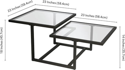 Henn&Hart 43" Wide Square Coffee Table in Blackened Bronze, Modern coffee tables for living room, studio apartment essentials