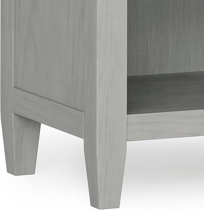 SIMPLIHOME Carlton Solid Wood 24 Inch Wide Contemporary Bedside Nightstand Table in Fog Grey, for The Living Room and Bedroom