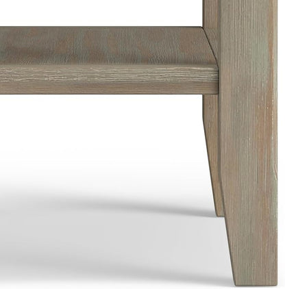 SIMPLIHOME Acadian 14-inch Wide Solid Wood Narrow End Table in Distressed Grey, Transitional-Style Side Table for Living Room, Bedroom, or Family Room with 2 Open Shelves