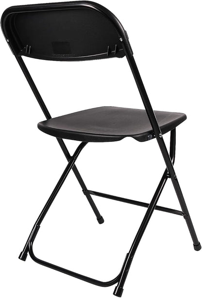 BTEXPERT Set of 20,Black Plastic Folding Chair Steel Frame Commercial High Capacity Event Chair Lightweight Set for Office Wedding Party Picnic Kitchen Dining Church School