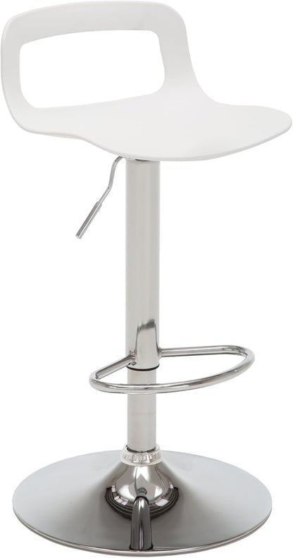 NOBPEINT Contemporary Chrome Air Lift Adjustable Swivel Bar Stool, Set of 4, White