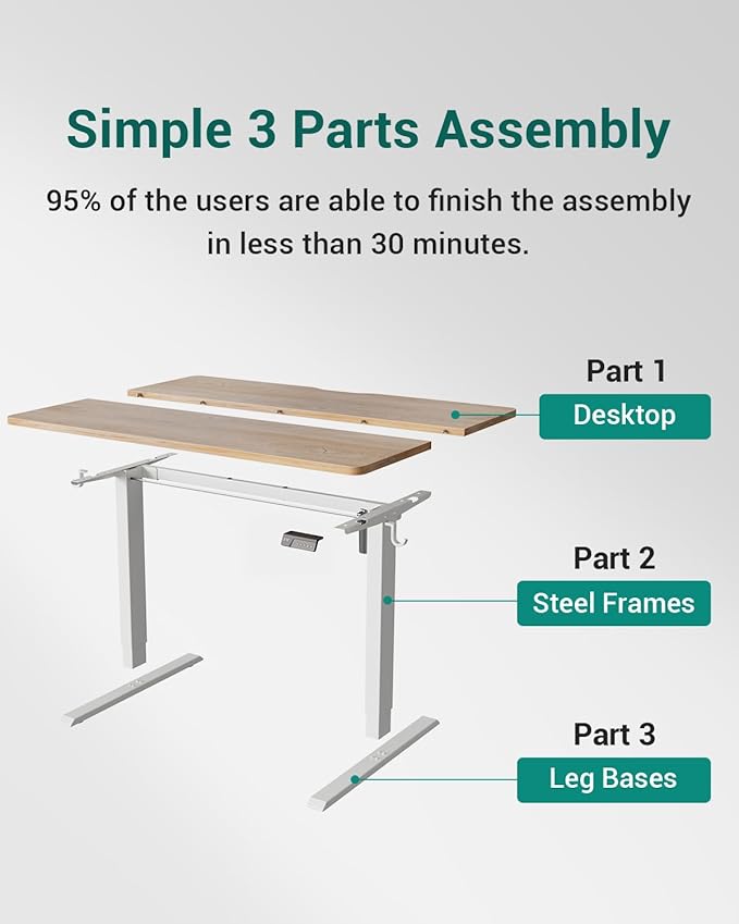 CubiCubi 48 x 24 Inches Electric Standing Desk, Height Adjustable Sit to Stand Desk, Home Office Table with Splice Board (Maple)
