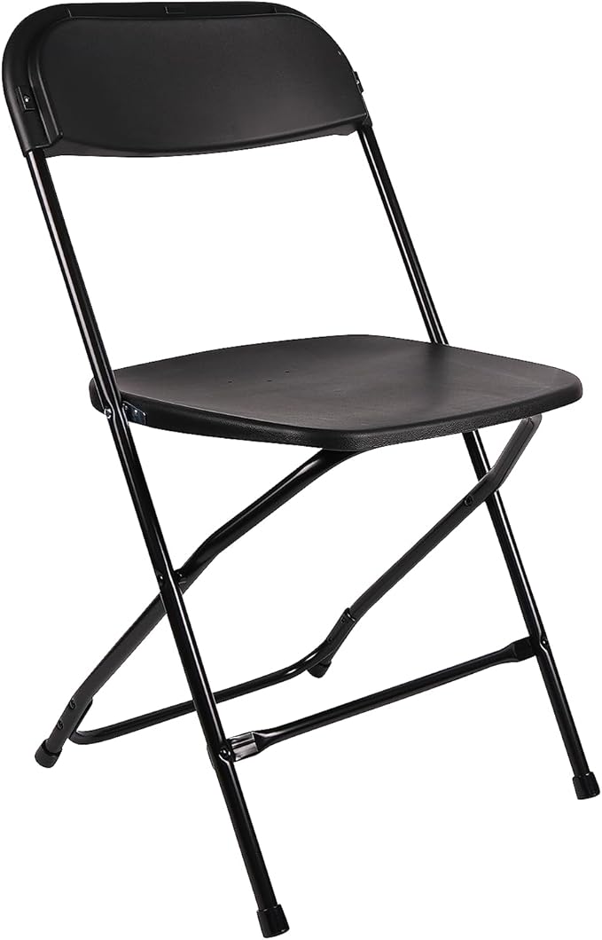 BTEXPERT Set of 10,Black Plastic Folding Chair Steel Frame Commercial High Capacity Event Chair Lightweight Set for Office Wedding Party Picnic Kitchen Dining Church School
