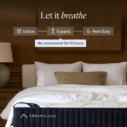 DreamCloud Classic 12" King Mattress - Luxury Hybrid Gel Memory Foam - 365 Night Trial - Fiberglass Free - Forever Warranty - Mattress in a Box - CertiPUR-US Certified