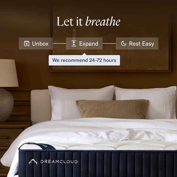 DreamCloud Premier 13" Queen Mattress - Luxury Hybrid Gel Memory Foam - 365 Night Trial - Fiberglass Free - Forever Warranty - Mattress in a Box - CertiPUR-US Certified