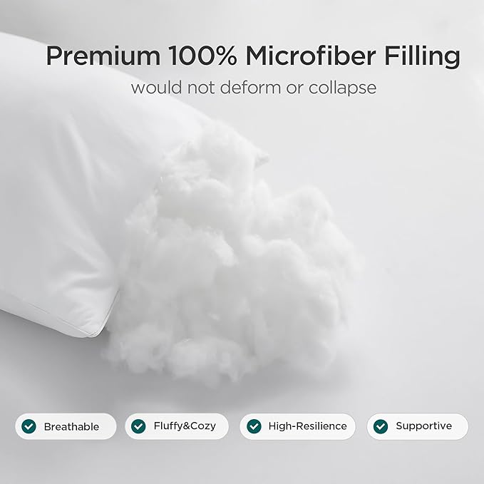 Acanva 20x20 Throw Pillow Inserts Set of 4, Premium Polyester Fiber Fill Square Sham Stuffer Cushion for Sofa, Bed, Couch and Chair, Machine Washable, 20x20 Inch(for 18x18 Cover), White 4 Count