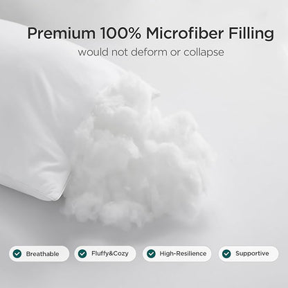 Acanva 26x26 Throw Pillow Inserts Set of 2, Premium Polyester Fiber Fill Square Sham Stuffer Cushion for Sofa, Bed, Couch and Chair, Machine Washable, 26x26 Inch(for 24x24 Cover), White 2 Count