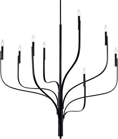 KICHLER Livadia 8-Light Chandelier, Soft Modern-Light in Black, for Foyer, Great Room, or Vaulted Dining or Bedroom (47.75" x 47.75"), 52675BK