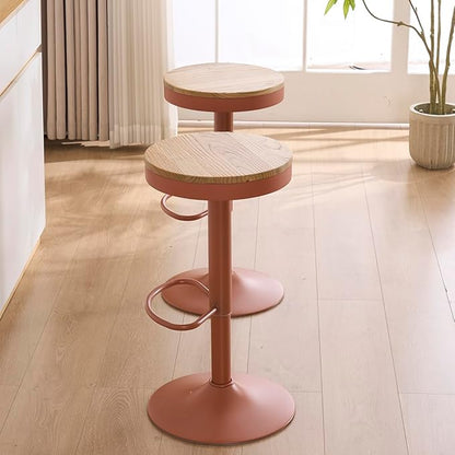 Kidol & Shellder Bar Stools Set of 4 Round Adjustable Swivel Barstools Modern Backless Bar Chairs Wooden Seat Counter Height Stools Armless for Kitchen Island, Cafe, Dining Room Terracotta