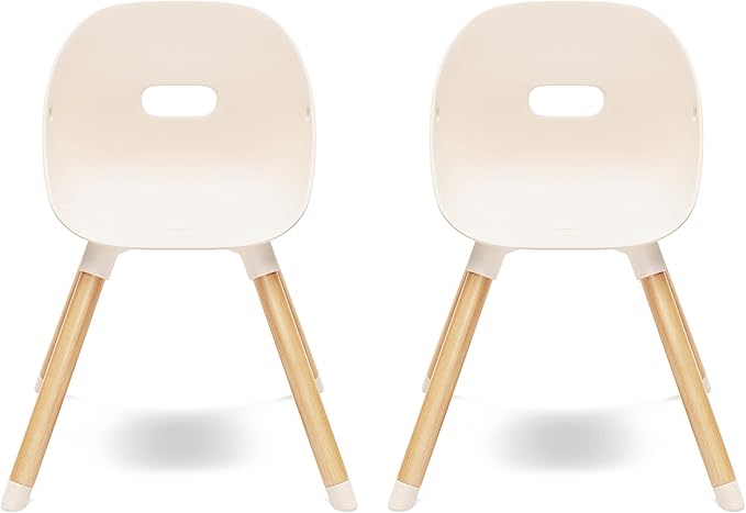 Lalo The Play Chair - Wooden & Non-Toxic Plastic Kids & Toddler Chair - Sturdy Bucket Seat, Easy to Clean, Up to 200 lb. Weight Capacity, Set of 2 - Grapefruit