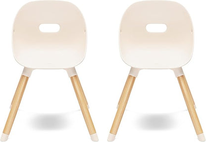 Lalo The Play Chair - Wooden & Non-Toxic Plastic Kids & Toddler Chair - Sturdy Bucket Seat, Easy to Clean, Up to 200 lb. Weight Capacity, Set of 2 - Grapefruit