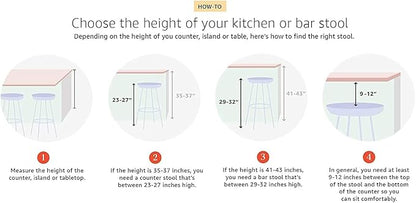 AC Pacific 30” Metal Backless Barstool Set of 2 – Country Rustic Style, Lightweight & Sturdy Build, Easy Assembly – Midnight