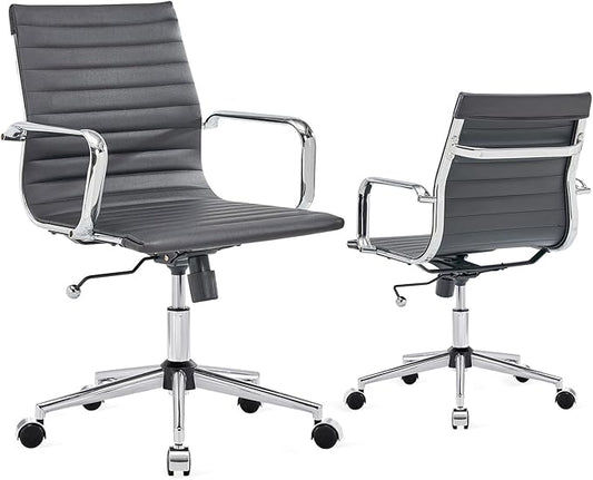 Desk Chair Comfortable Swivel Office Chair with Wheels and Armrests Wide Heavy-Duty Seat for Women and Men 22.83in Ergonomic Chair for Home Office，Black