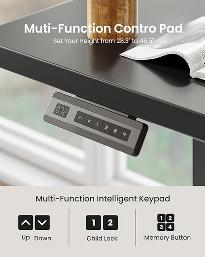 FEZIBO 55×32 inch L Shaped Electric Corner Standing Desk, 4 Memory Height Settings,Home Office & Computer Height Adjustable Table, Ergonomic Sit and Stand Up Workstation with Splice Board,Black Top