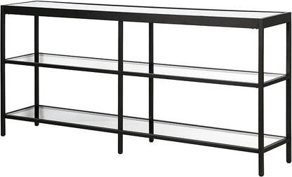 Henn&Hart 64" Wide Rectangular Console Table in Blackened Bronze, Entryway Table, Accent Table for Living Room, Hallway