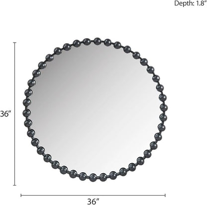 Madison Park Round Mirror, Metal Frame Circle Mirror 36 inch, Wall Art Decor Mounted Hanging for Entryway, Bathroom, hallway, Living Room, Vanity, Marlowe, Black
