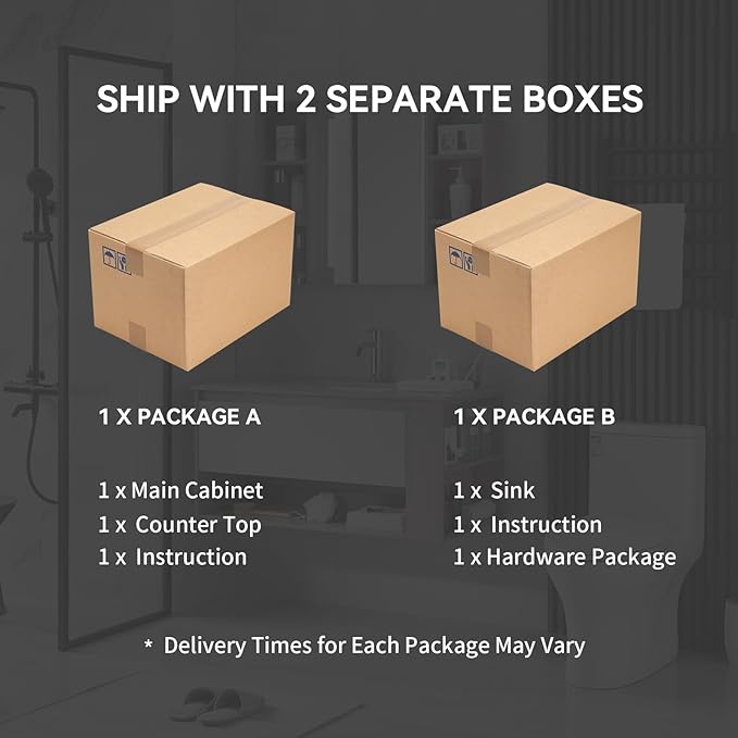 30 Inch Bathroom Vanity with Sink, Floating Fluted Vanity with Vessel Sink, Modern Bathroom Vanity Cabinet with 2 Doors, Marble Pattern Ceramic Sink & Sintered Stone Top, Black