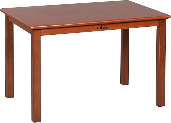 ECR4Kids 24in x 36in Rectangular Hardwood Table with 22in Legs, Kids Furniture, Dark Walnut
