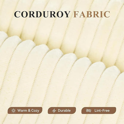 134" Boneless Couches for Living Room,Modular Sectional Sofa with Ottoman,Cloud Couch in a Box,Sponge Compression U Shaped Sofas with Chaise No Assembly Required(Beige-Corduroy Fabric) 1pcs